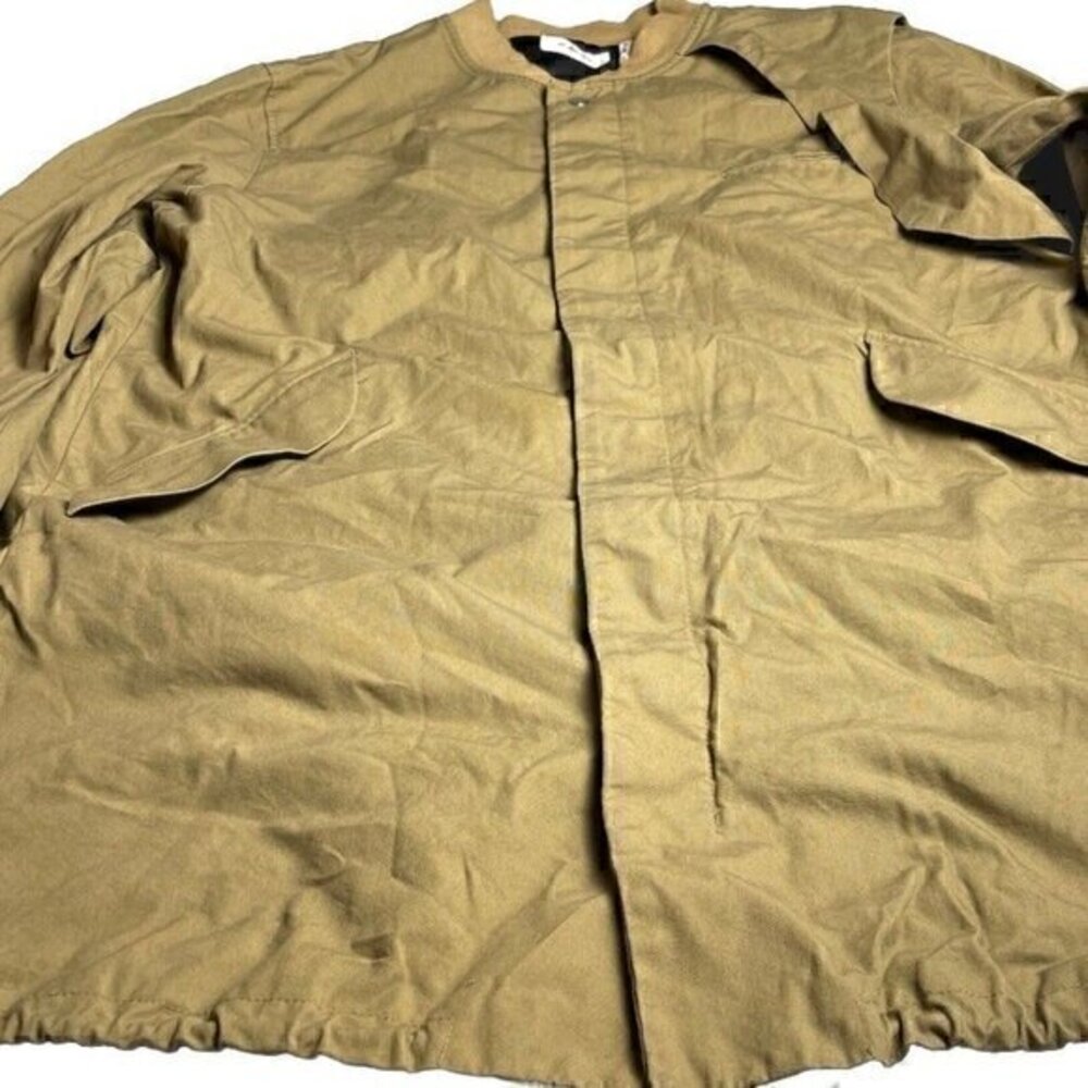 Helmut Lang Men's Long Coat Jacket Size XL Deadstock Brown Olive Snap Buttons